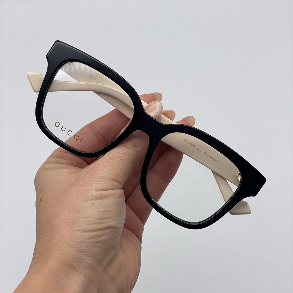BRAND NEW GUCCI GG0958O 005 Black/White Transparent Women Eyeglasses - Picture 8 of 11